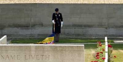 Deville Wood cemetery full dipped British Legion flag
