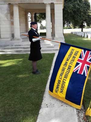 Deville Wood cemetery half dipped British Legion flag